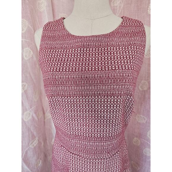 Banana Republic Sleeveless Jacquard Knit Cross Back Flounce Sheath Dress sz 6 - Picture 5 of 6